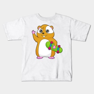 Hamster Skater Skateboard Kids T-Shirt